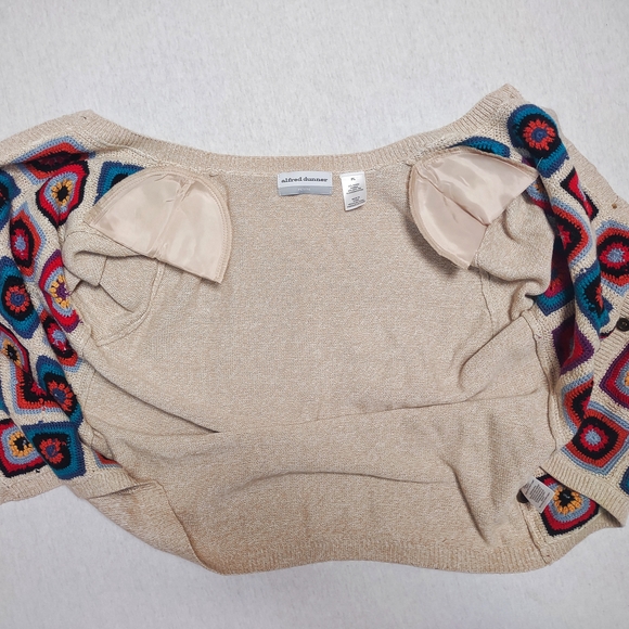 Vintage Alfred Dunner Petite Crochetd Cardigan| Granny Squares| Beige - Picture 8 of 9
